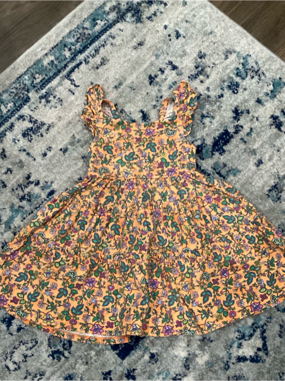 Free People Girls Floral Sundress in Mustard Yellow and Green